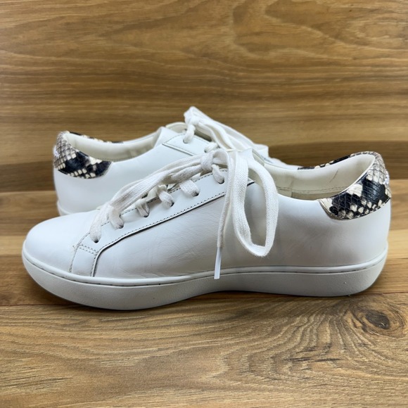 TORY BURCH Leigh Sneakers Womens 8 M Snake Embossed Low White Leather Low - Picture 6 of 11